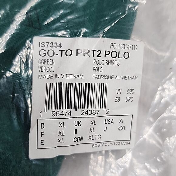 261 NWT Adidas Go-To Mini-Crest Print Polo Shirt Size XL Green - Picture 8 of 8